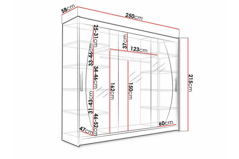 Glenmore Barnskap 250x215 cm - Hvid - Møbler - Barnemøbler - Oppbevaring barnerom - Skap barnerom