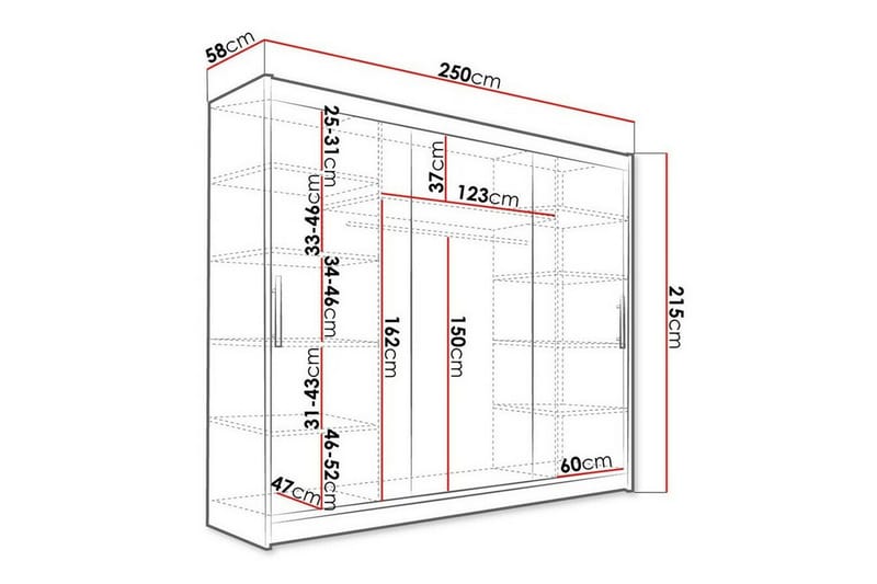 Glenmore Barnskap 250x215 cm - Mørkebrun - Møbler - Barnemøbler - Oppbevaring barnerom - Skap barnerom