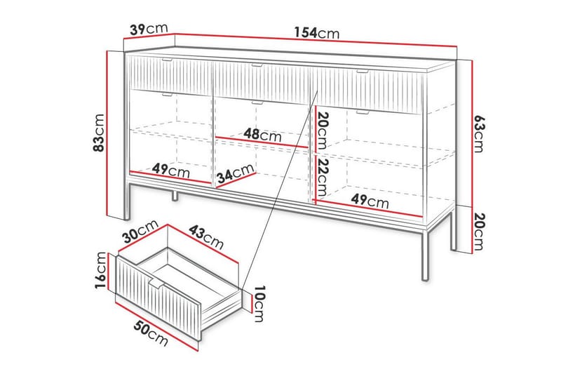 Klinkerville Barneskap 154x83 cm - Hvid - Møbler - Barnemøbler - Oppbevaring barnerom - Skap barnerom