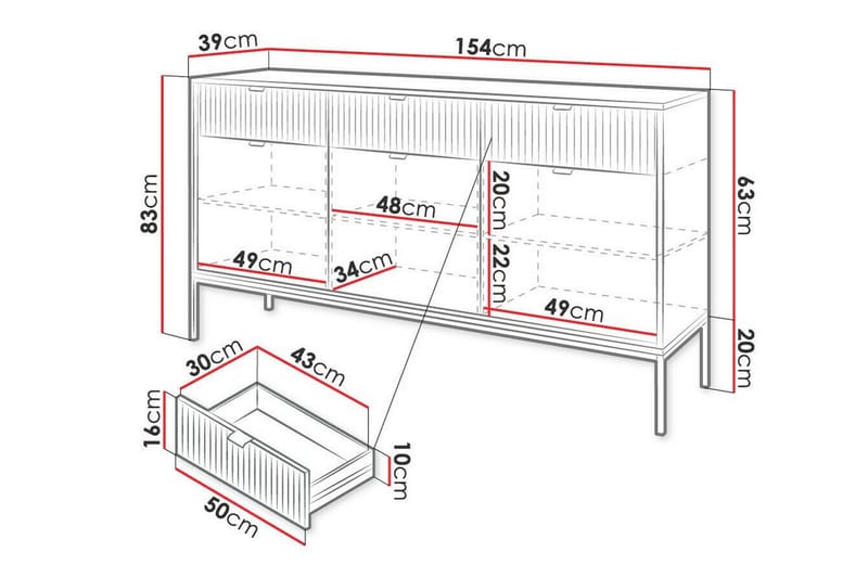 Klinkerville Skap 154x83 cm - Hvid - Møbler - Barnemøbler - Oppbevaring barnerom - Skap barnerom