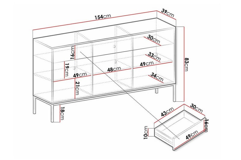 Klinkerville Skap 154x83 cm - Hvid - Møbler - Barnemøbler - Oppbevaring barnerom - Skap barnerom