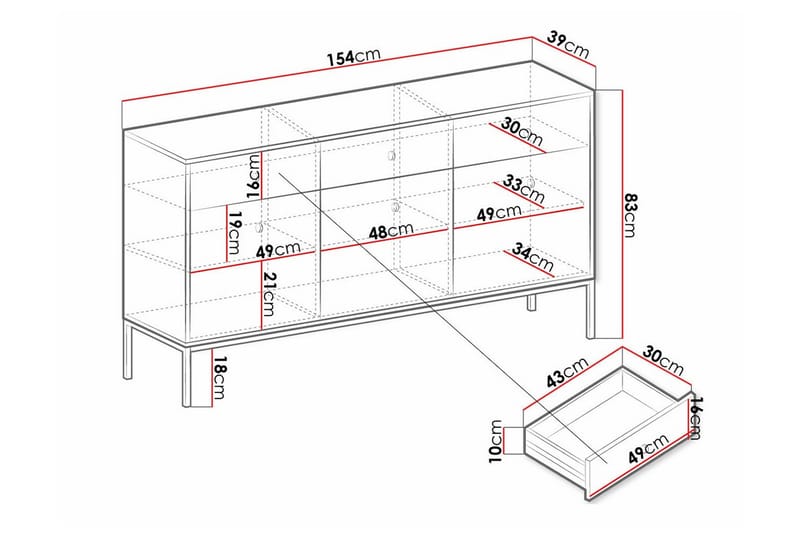 Klinkerville Skap 154x83 cm - Svart - Møbler - Barnemøbler - Oppbevaring barnerom - Skap barnerom