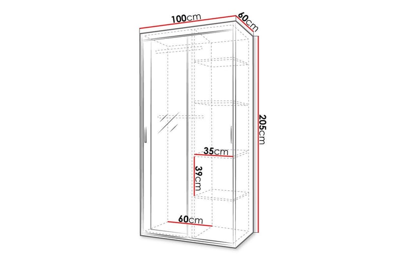 Midford Barneskap 100x205 cm - Hvid - Møbler - Barnemøbler - Oppbevaring barnerom - Skap barnerom