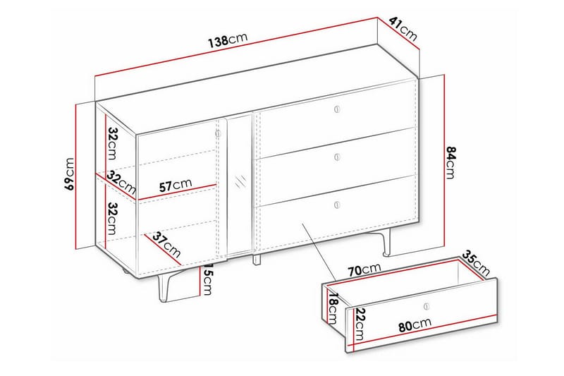 Rathmore Barneskap 138x84 cm - Blå - Møbler - Barnemøbler - Oppbevaring barnerom - Skap barnerom