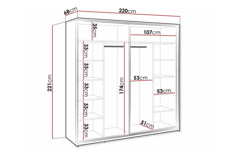 Rathmore Barneskap 220x221 cm - Svart - Møbler - Barnemøbler - Oppbevaring barnerom - Skap barnerom