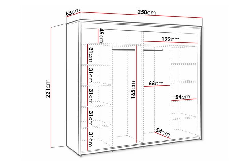 Rathmore Barneskap 250x221 cm - Svart - Møbler - Barnemøbler - Oppbevaring barnerom - Skap barnerom