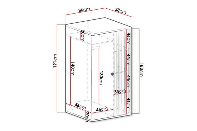 Rosehall Barneskap 86x191 cm - Svart - Møbler - Barnemøbler - Oppbevaring barnerom - Skap barnerom