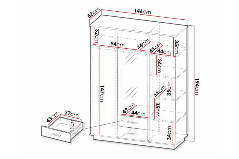 Strathy Barneskap 146x194 cm - Svart - Møbler - Barnemøbler - Oppbevaring barnerom - Skap barnerom