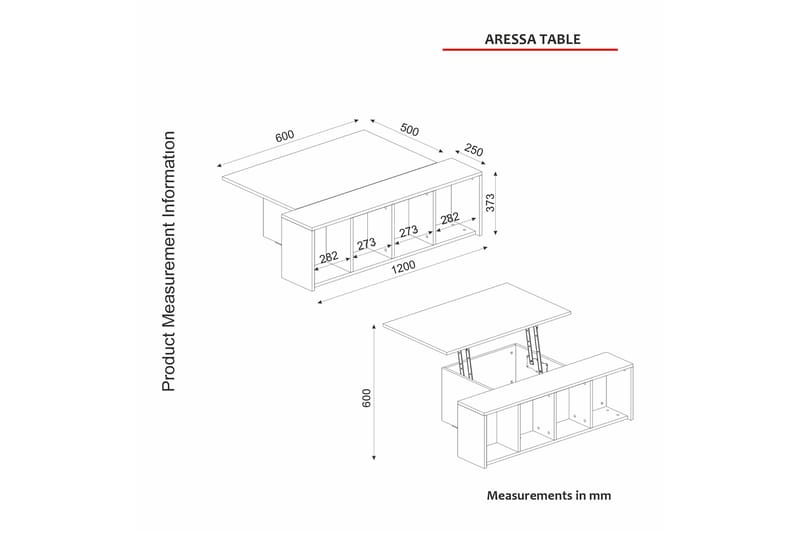 Aressa Sofabord 75x60 cm Svart/Brun - Hanah Home - Møbler - Bord - Sofabord