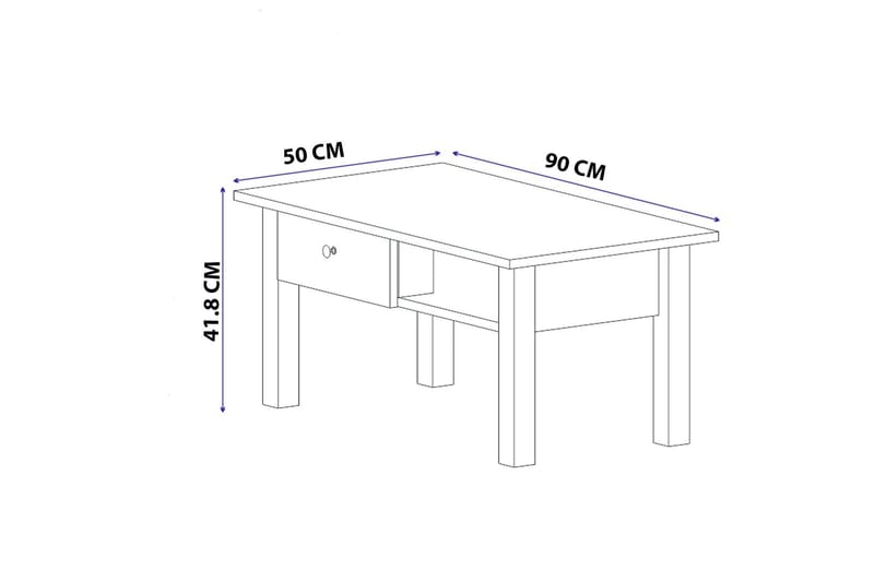 Coruche Sofabord 90x50 cm Hvit/Brun - Hanah Home - Møbler - Bord - Sofabord