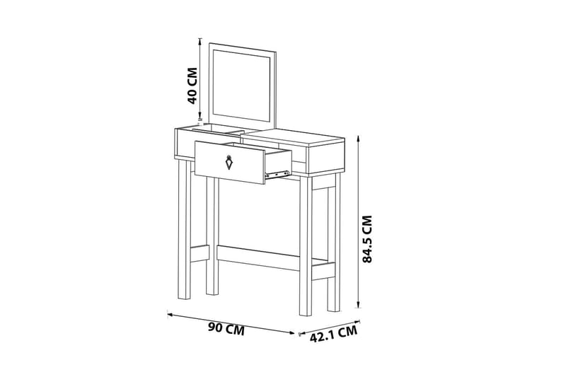 Kuro Sminkebord 90x84,5 cm Hvit - Hanah Home - Møbler - Bord - Sminkebord & toalettbord