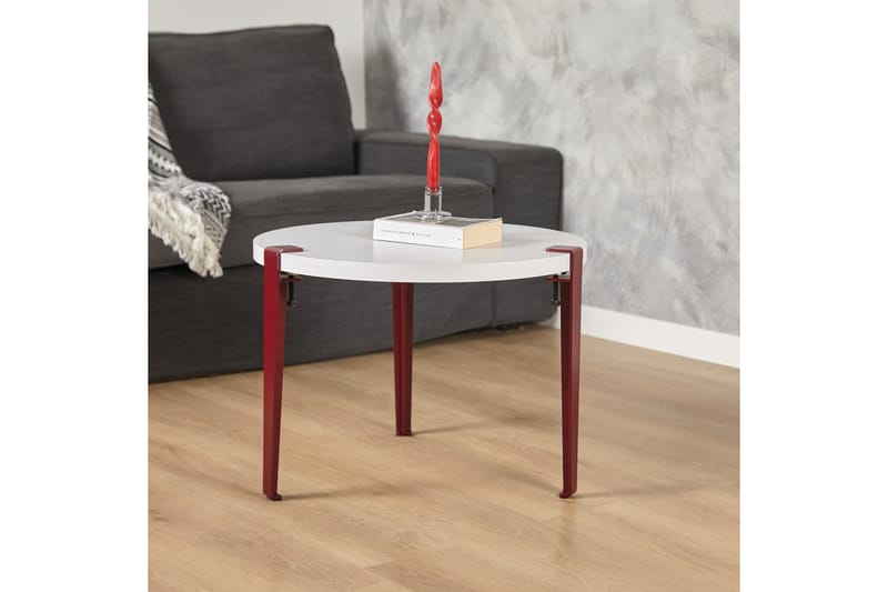 Fregoia Sofabord 60 cm Hvit/Rød - Hanah Home - Møbler - Bord - Sofabord