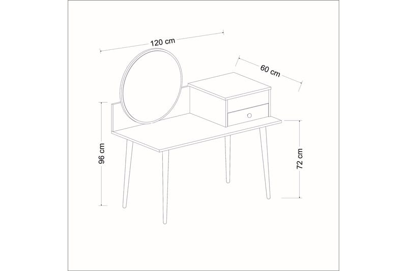 Straat Sminkebord 120x96 cm Svart/Brun - Hanah Home - Møbler - Bord - Sminkebord & toalettbord