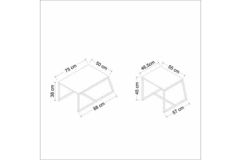 Minimal Sofabord 75x50 cm Hvit - Hanah Home - Møbler - Bord - Sofabord