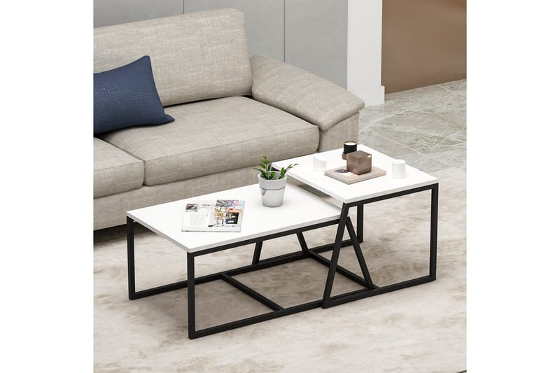 Minimal Sofabord 75x50 cm Hvit - Hanah Home - Møbler - Bord - Sofabord