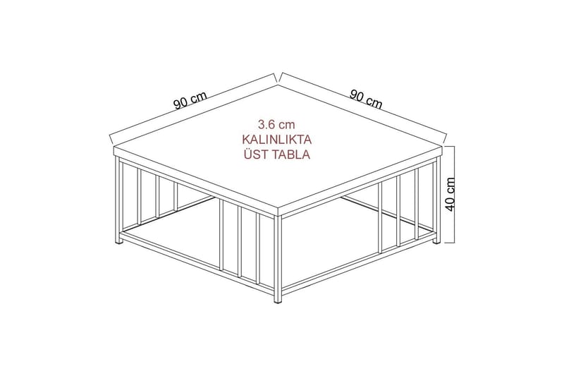 Zenn Sofabord 90x90 cm Hvit/Svart - Hanah Home - Møbler - Bord - Sofabord