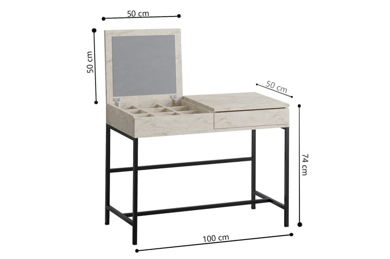 Achberg Sminkebord 100 cm - Beige - Møbler - Bord - Sminkebord & toalettbord