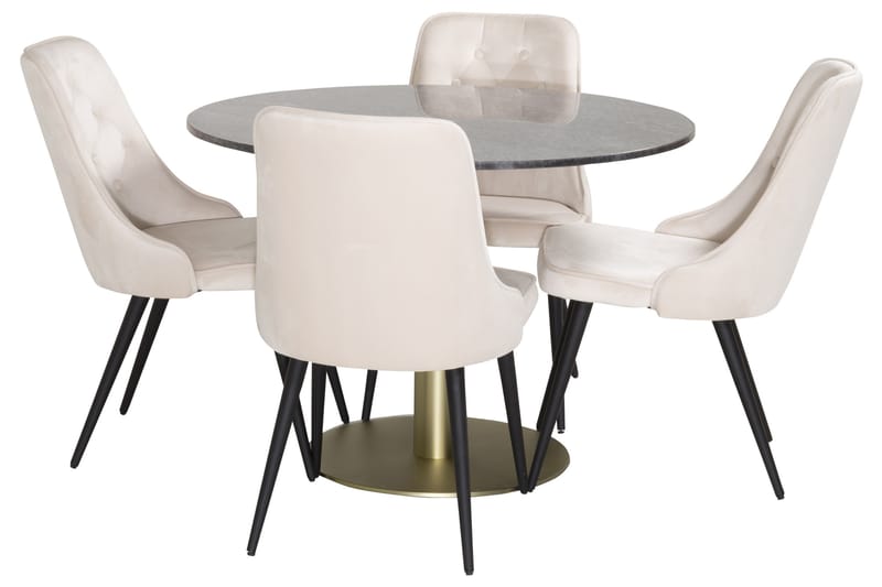 Admira Spisegruppe 106 cm Rund med 4 Valera Stoler - Beige - Møbler - Bord - Spisegrupper