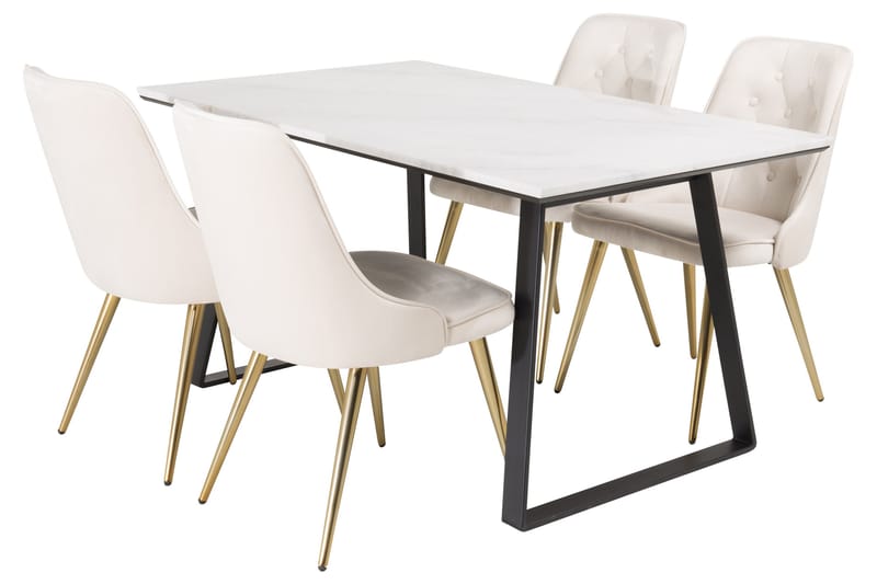 Admira Spisegruppe 140 cm Rektangulær med 4 Valera Stoler - Beige - Møbler - Bord - Spisegrupper