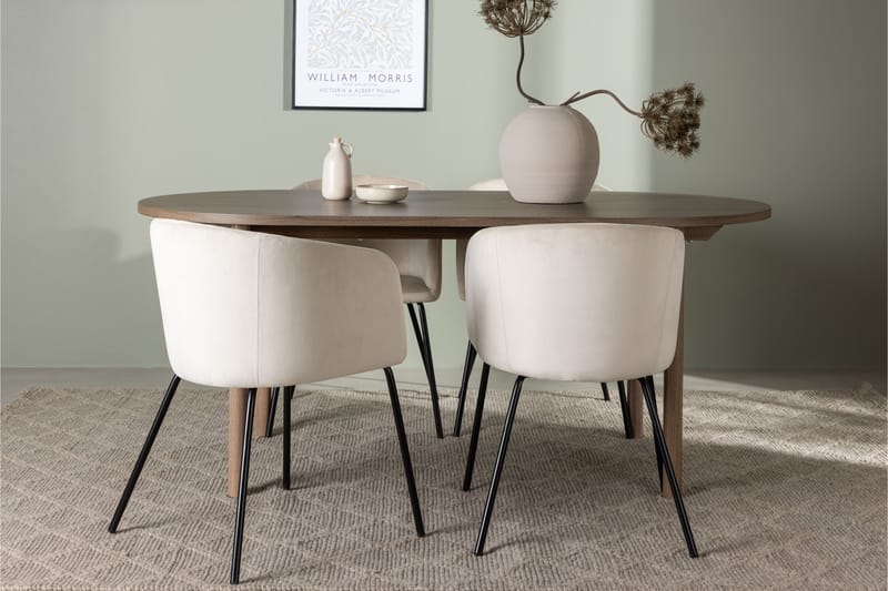 Andy Spisegruppe 180 cm Oval med 4 Berita Stoler - Beige - Møbler - Bord - Spisegrupper