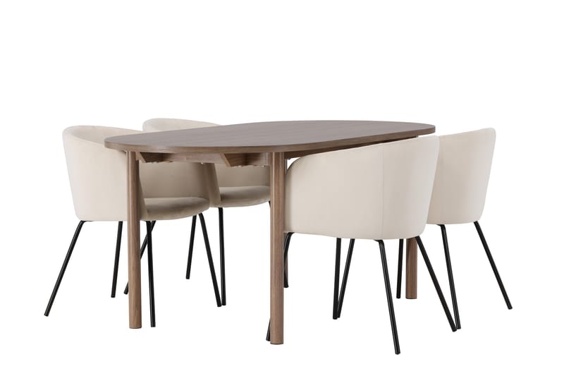 Andy Spisegruppe 180 cm Oval med 4 Berita Stoler - Beige - Møbler - Bord - Spisegrupper