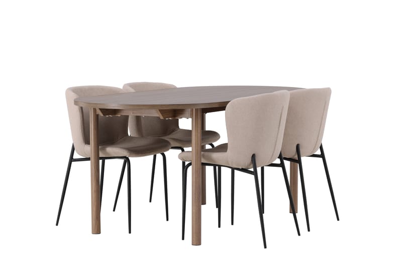 Andy Spisegruppe 180 cm Oval med 4 Modesto Stoler - Beige - Møbler - Bord - Spisegrupper