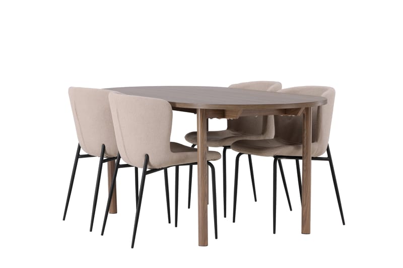 Andy Spisegruppe 180 cm Oval med 4 Modesto Stoler - Beige - Møbler - Bord - Spisegrupper