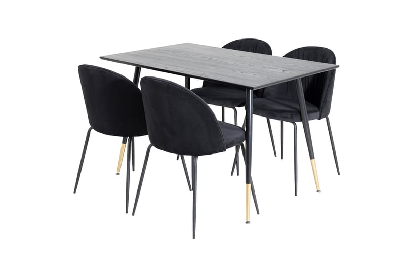 Balisa Spisegruppe 120 cm Rund med 4 Foyos Stoler - Svart/Gull - Møbler - Bord - Spisegrupper