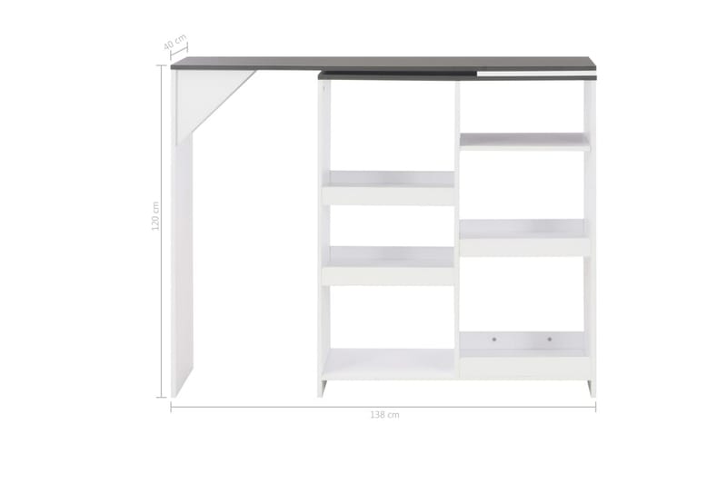 Barbord med flyttbar hylle hvit 138x40x120 cm - Møbler - Bord - Barbord & ståbord