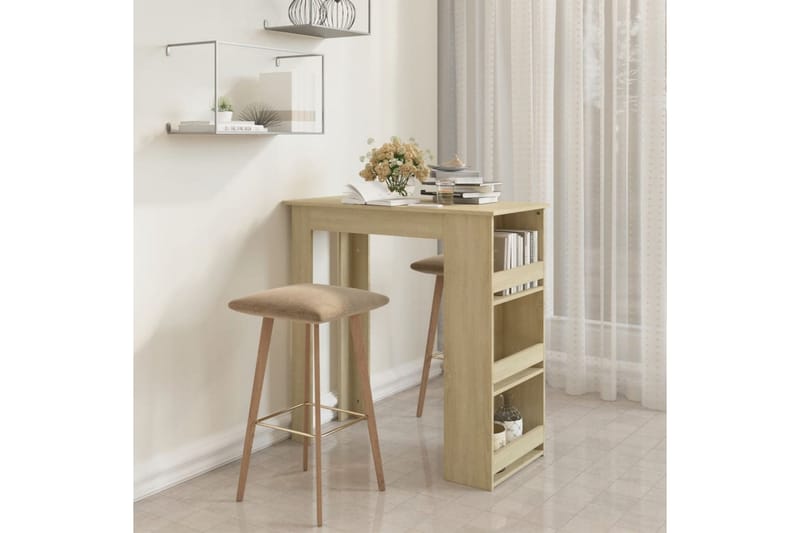 Barbord med oppbevaringsstativ sonoma eik 102x50x103,5 cm sp - Beige - Møbler - Bord - Barbord & ståbord