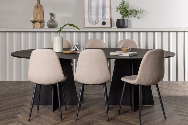 Bariso Spisegruppe 230 cm Oval med 6 Bennie Stoler - Beige - Møbler - Bord - Spisegrupper