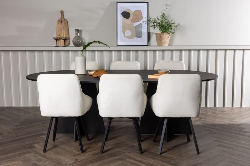 Bariso Spisegruppe 230 cm Oval med 6 Rosie Stoler - Beige - Møbler - Bord - Spisegrupper