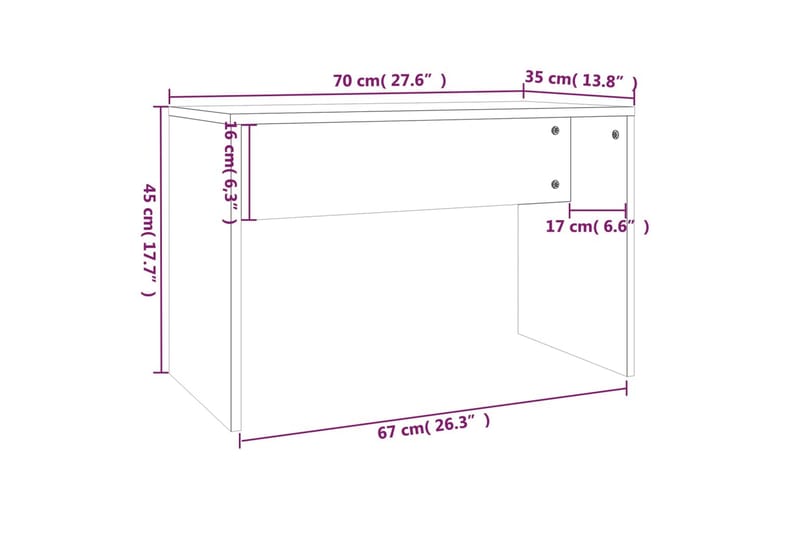 beBasic Krakk til sminkebord sonoma eik 70x35x45 cm konstruert tre - Brun - Møbler - Bord - Sminkebord & toalettbord