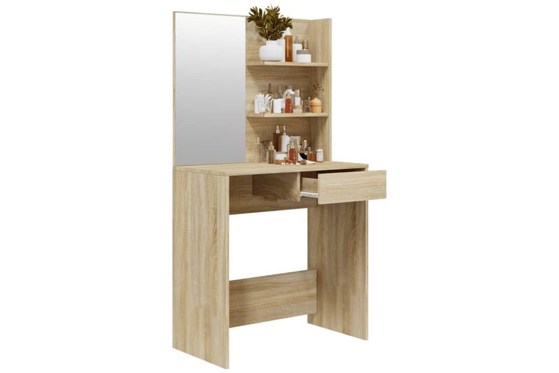 beBasic Sminkebord med speil sonoma eik MDF 74,5x40x141 cm - Brun - Møbler - Bord - Sminkebord & toalettbord