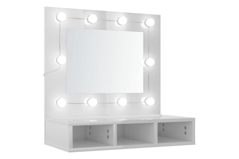 beBasic Speilskap med LED høyglans hvit 60x31,5x62 cm - Hvit - Møbler - Bord - Sminkebord & toalettbord