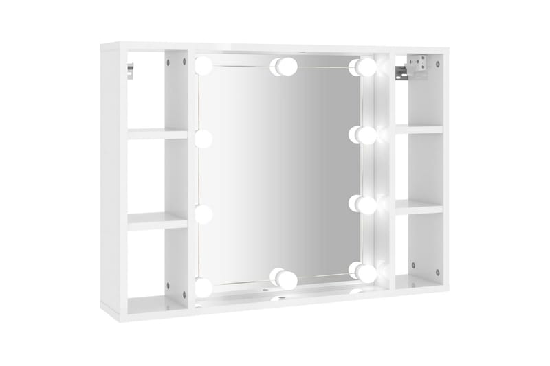 beBasic Speilskap med LED høyglans hvit 76x15x55 cm - Hvit - Møbler - Bord - Sminkebord & toalettbord