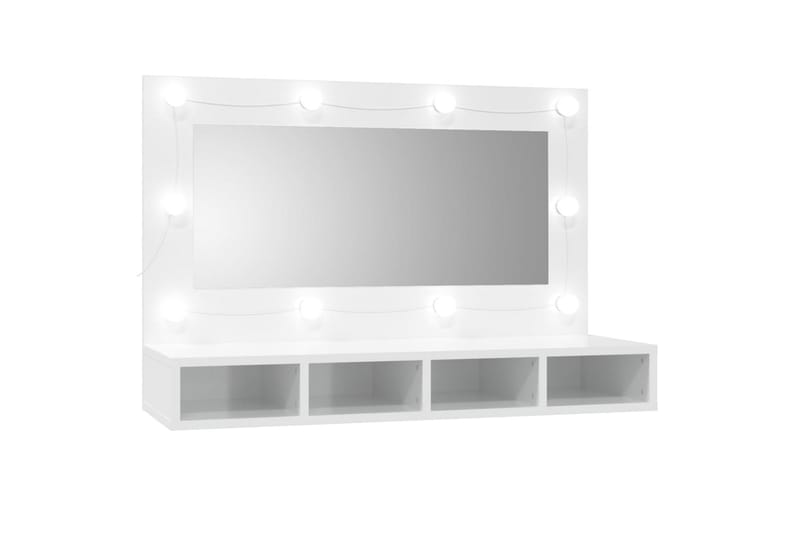 beBasic Speilskap med LED høyglans hvit 90x31,5x62 cm - Hvit - Møbler - Bord - Sminkebord & toalettbord