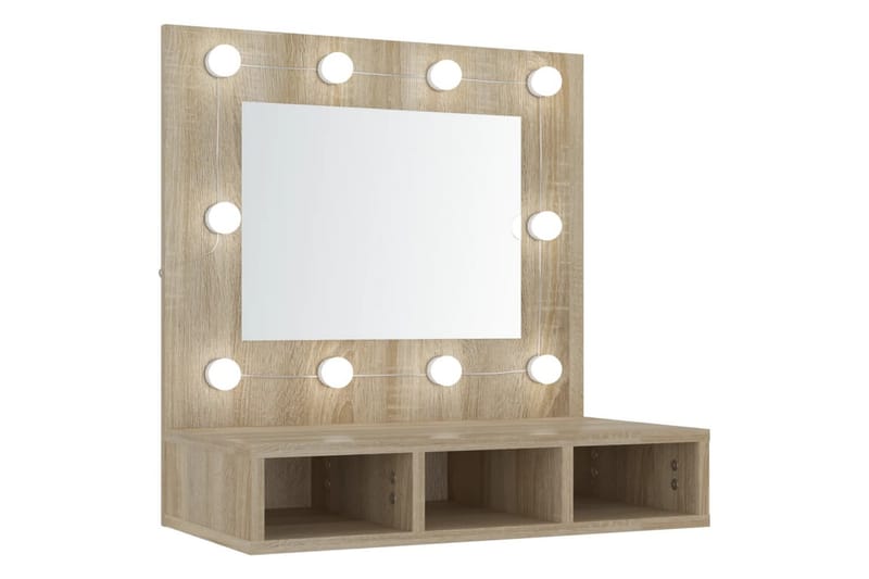 beBasic Speilskap med LED sonoma eik 60x31,5x62 cm - Brun - Møbler - Bord - Sminkebord & toalettbord