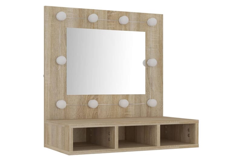 beBasic Speilskap med LED sonoma eik 60x31,5x62 cm - Brun - Møbler - Bord - Sminkebord & toalettbord