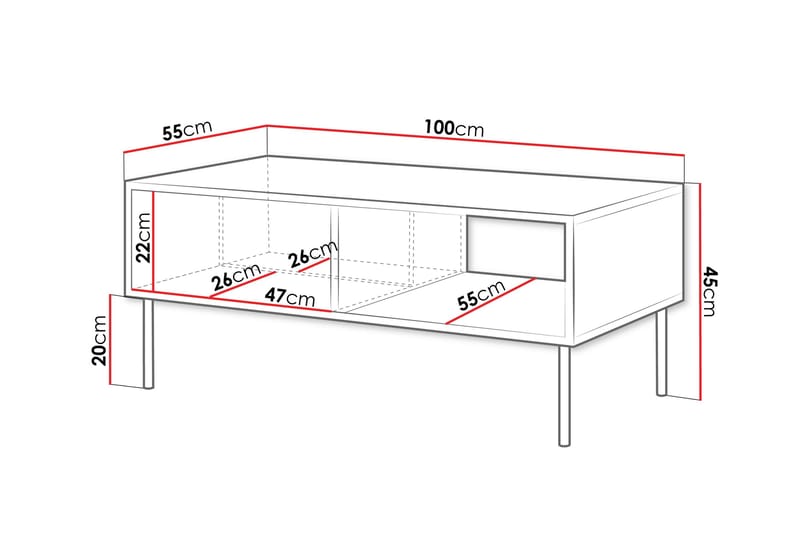 Belonger Sofabord 100 cm - Svart - Møbler - Bord - Sofabord