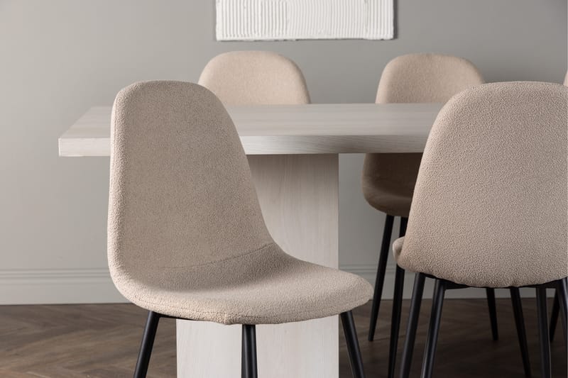 Bennie Matgruppe 200 cm Rektangulær med 6 Bennie Stoler - Beige - Møbler - Bord - Spisegrupper