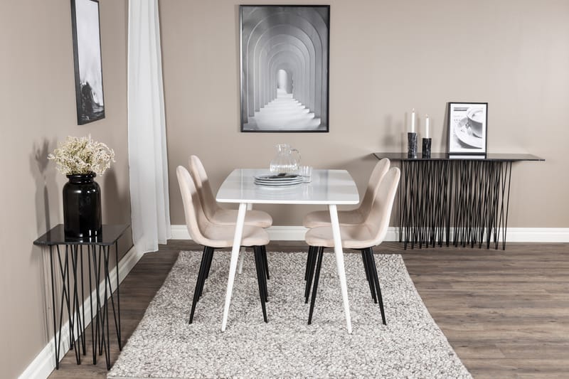 Bennie Spisegruppe 120 cm Rektangulær med 4 Bennie Stoler - Beige - Møbler - Bord - Spisegrupper