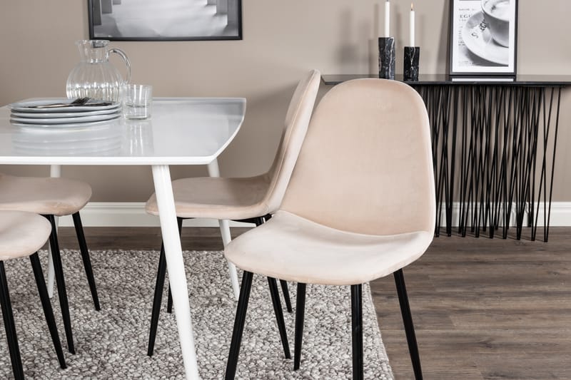 Bennie Spisegruppe 120 cm Rektangulær med 4 Bennie Stoler - Beige - Møbler - Bord - Spisegrupper