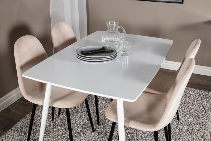 Bennie Spisegruppe 120 cm Rektangulær med 4 Bennie Stoler - Beige - Møbler - Bord - Spisegrupper