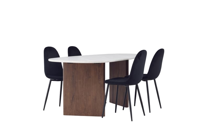 Bennie Spisegruppe 180 cm Oval med 4 Bennie Stoler - Mocca - Møbler - Bord - Spisegrupper