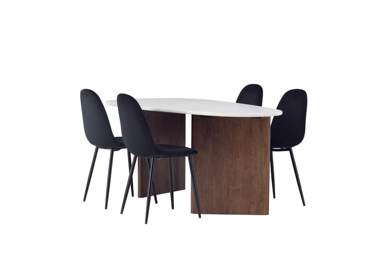 Bennie Spisegruppe 180 cm Oval med 4 Bennie Stoler - Mocca - Møbler - Bord - Spisegrupper