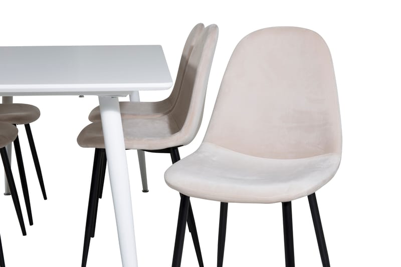 Bennie Spisegruppe 180 cm Rektangulær med 6 Bennie Stoler - Beige - Møbler - Bord - Spisegrupper