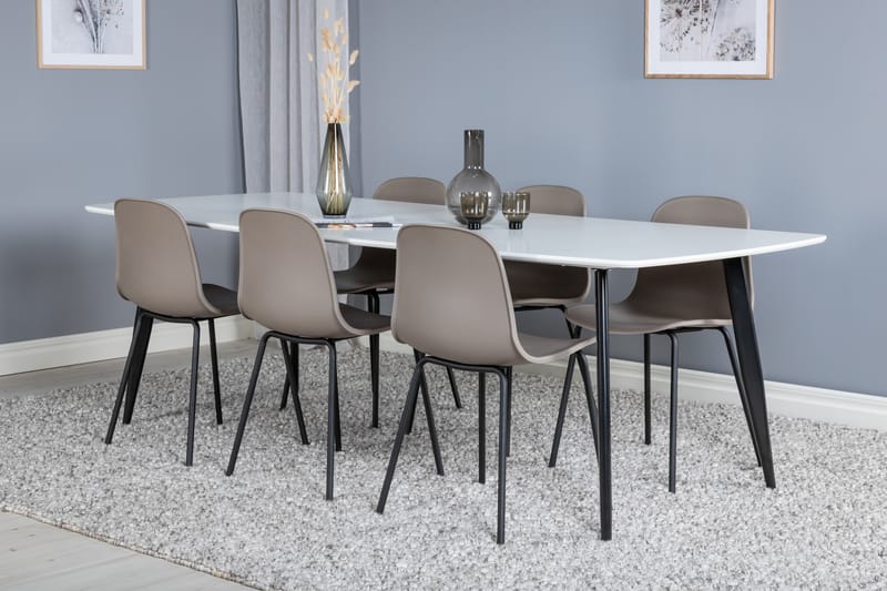 Bennie Spisegruppe 240 cm Rektangulær med 6 Kullersbro Stoler - Beige - Møbler - Bord - Spisegrupper