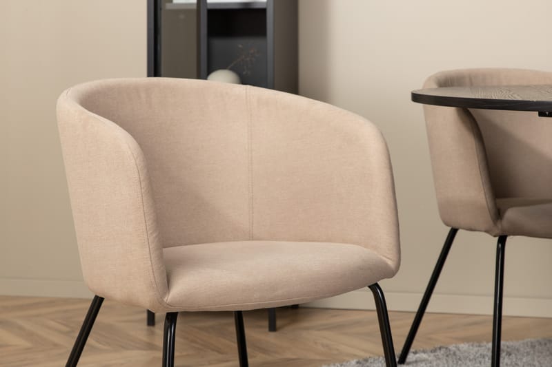 Biana Spisegruppe 110 cm Rund med 4 Berita Stoler - Beige - Møbler - Bord - Spisegrupper