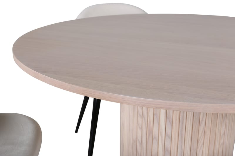 Biana Spisegruppe 110 cm Rund med 4 Sedavi Stoler - Beige - Møbler - Bord - Spisegrupper